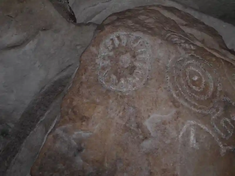 Solar disc, sun disc symbol on stone, grave of Jeremiah